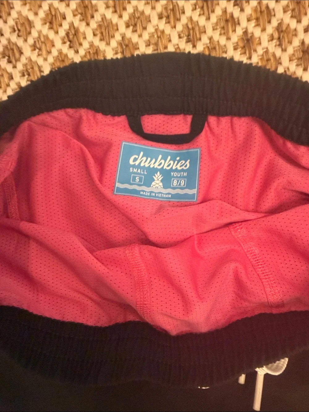 chubbies Black Kids Swim Trunks with Pineapple Patch